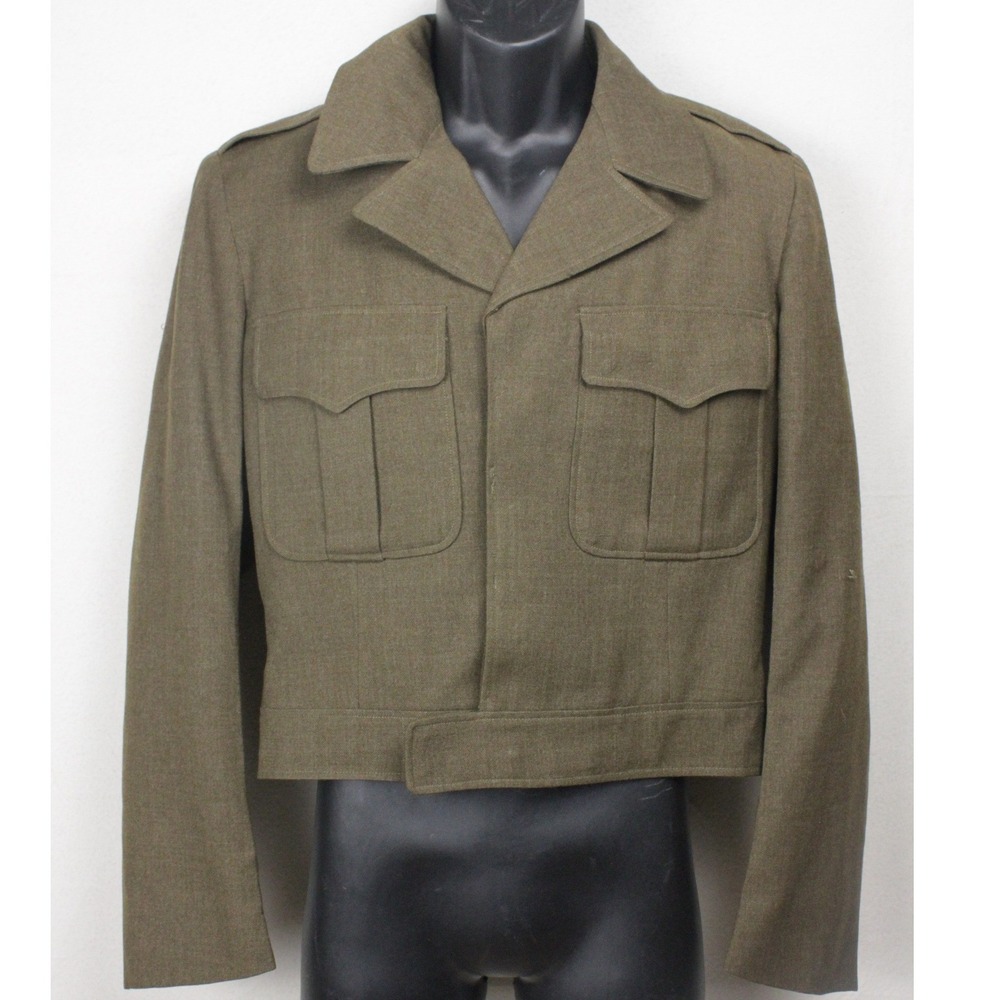 Vintage 1957 US Army Wool Field Jacket 38R Korean War OD Olive Military Coat